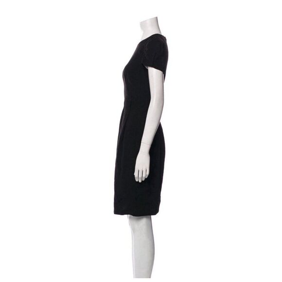 Prada Authentic Solid Black Short Sleeve Sheath Knee Length Dress IT 38 US 2 Xs - Picture 2 of 7